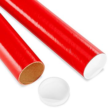Mailing Tubes with End Caps - 2 x 9", .060" thick, Red S-8102RED