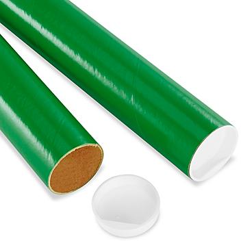 Mailing Tubes with End Caps - 2 x 12", .060" thick, Green S-8103GRN