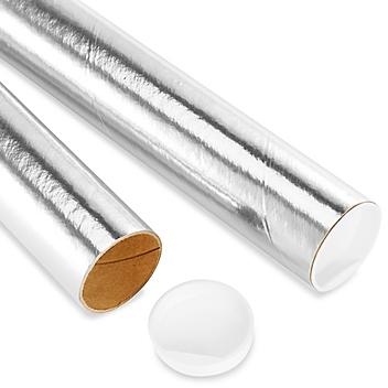 Mailing Tubes with End Caps - 2 x 12", .060" thick, Silver S-8103SIL