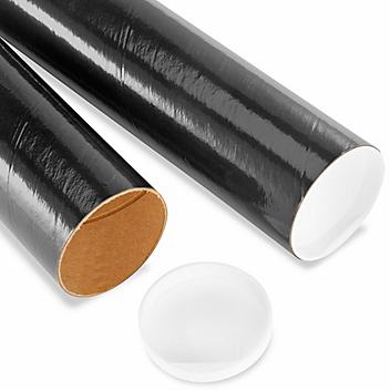 Mailing Tubes with End Caps - 3 x 12", .060" thick, Black S-8105BLK