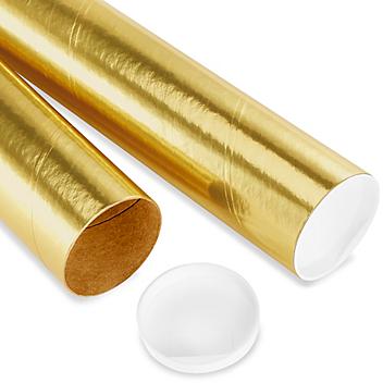 Mailing Tubes with End Caps - 3 x 12", .060" thick, Gold S-8105GOLD