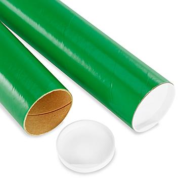 Mailing Tubes with End Caps - 3 x 12", .060" thick, Green S-8105GRN
