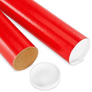 Mailing Tubes with End Caps - 3 x 12", .060" thick, Red S-8105RED