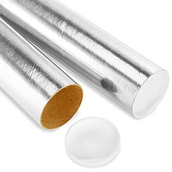 Mailing Tubes with End Caps - 3 x 12", .060" thick, Silver S-8105SIL