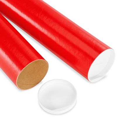 Mailing Tubes with End Caps 3 x 24", .070" thick, Red S8106RED Uline