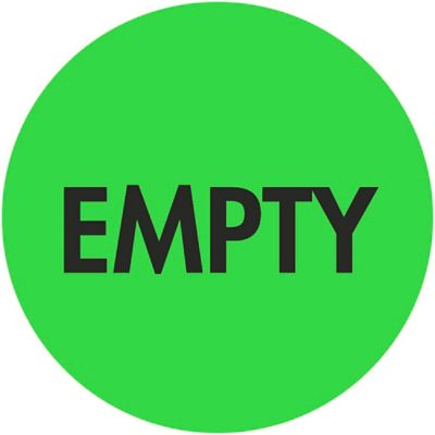 Étiquettes adhésives de gestion des stocks – « Empty », 2 po, circulaire