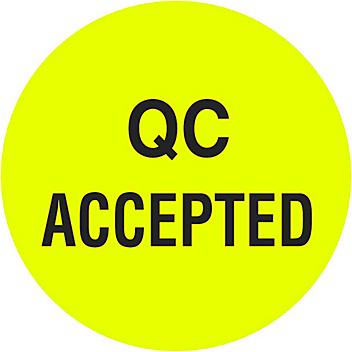 Circle Inventory Control Labels - "QC Accepted", 2" S-8161