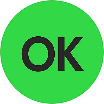 Circle Inventory Control Labels - "OK", 2" S-8164