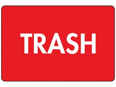Disposal/Trash Labels - "Trash", 2 x 3" S-8173