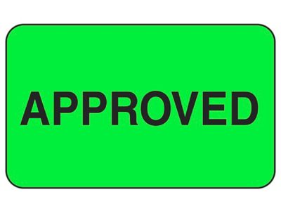 Production Labels - "Approved", 1 1/4 x 2" S-8176