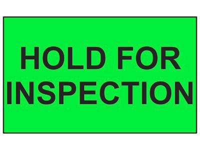 "Hold for Inspection" Labels - 3 x 5"