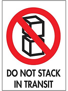 International Safe Handling Labels - "Do Not Stack in Transit", 3 x 4"