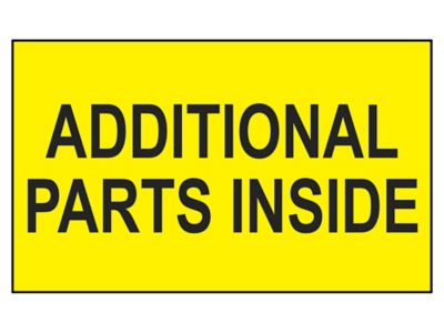 "Additional Parts Inside" Label - Fluorescent Yellow, 3 x 5"