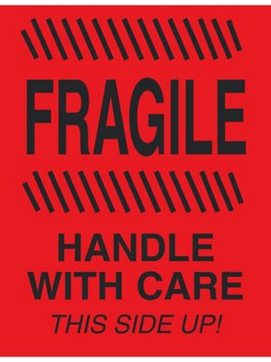"Fragile/Handle with Care/This Side Up" Label - 4 x 6"