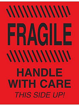 "Fragile/Handle with Care/This Side Up" Label - 4 x 6"