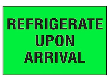 "Refrigerate Upon Arrival" Labels - 2 x 3" S-8242
