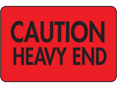 Fluorescent Shipping Labels - "Caution/Heavy End", 2 x 3"