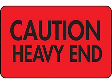 Fluorescent Shipping Labels - "Caution/Heavy End", 2 x 3"