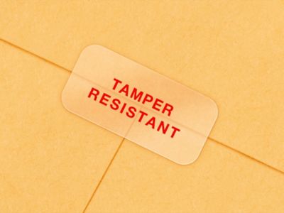 "Tamper Resistant" Labels - Clear, 5/8 x 1 1/4" S-8324