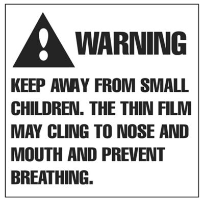 Suffocation Warning Label 2 x 2 quot S 8329 Uline