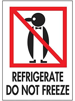 International Safe Handling Labels - "Refrigerate Do Not Freeze", 3 x 4" S-849