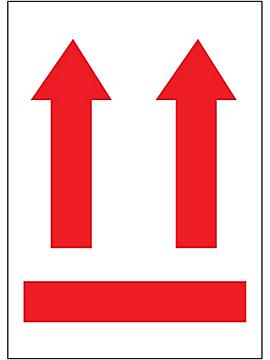 International Safe Handling Labels - Red Arrows, 3 x 4"