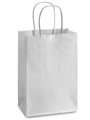 White Paper Shopping Bags - 5 1/2 x 3 1/4 x 8 3/8, Rose S-8518 - Uline