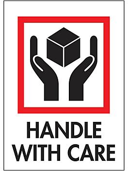 International Safe Handling Labels - "Handle with Care", 3 x 4" S-851
