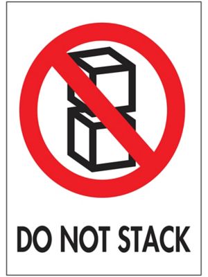 International Safe Handling Labels - "Do Not Stack", 3 x 4"
