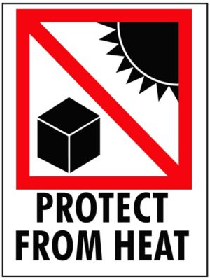 Étiquettes adhésives internationales pour manipulation sécuritaire – « Protect from Heat » – 3 x 4 po