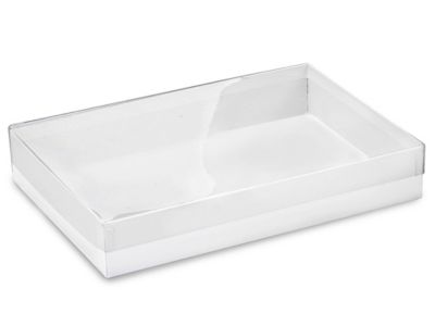 White Large Rectangle 6pk Mini Cakesicle Box With Insert And Clear Lid -  290mm x 125mm x 30mm - Pack of 10