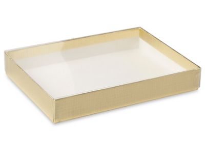 Clear Lid Boxes with Gold Base - 6 9/16 x 4 13/16 x 1" S-8544