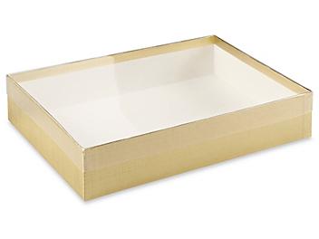 Clear Lid Boxes with Gold Base - 10 x 7 x 2" S-8546