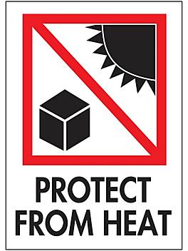 International Safe Handling Labels - "Protect from Heat", 3 x 4" S-854
