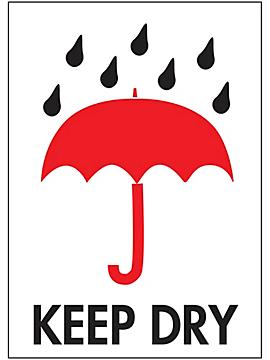 International Safe Handling Labels - "Keep Dry", 3 x 4"