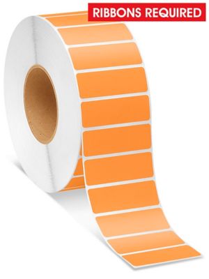 Industrial Thermal Transfer Labels - Orange, 3 x 1", Ribbons Required S-8566O