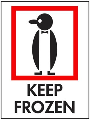 Étiquettes adhésives internationales pour manipulation sécuritaire – « Keep Frozen » – 3 x 4 po