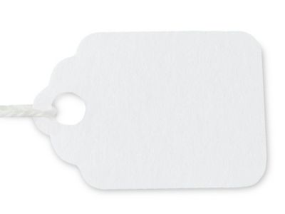 Merchandise Tags - #2, 3/4 x 1 3/32", Prestrung, White S-8573