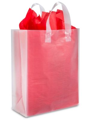 Clear Frosted Plastic Shopping Bags - 16” x 6” x 19” - Case of 200