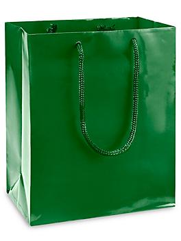 High Gloss Shopping Bags - 8 x 4 x 10", Cub, Green S-8586G