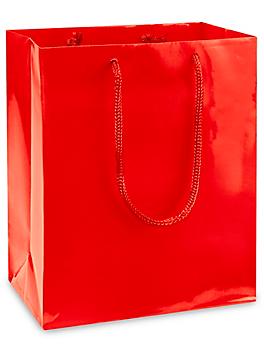 High Gloss Shopping Bags - 8 x 4 x 10", Cub, Red S-8586R