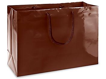 High Gloss Shopping Bags - 16 x 6 x 12", Vogue, Chocolate S-8587CHOC