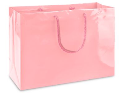 High Gloss Shopping Bags 16 x 6 x 12", Vogue, Pink S8587P Uline