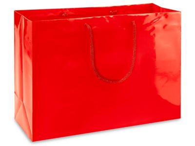 High Gloss Shopping Bags - 16 x 6 x 12, Vogue, Metallic Gold S-11622GOLD -  Uline