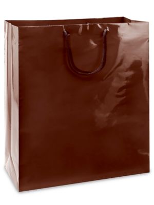 High Gloss Shopping Bags - 16 x 6 x 19 1/4", Queen, Chocolate S-8588CHOC