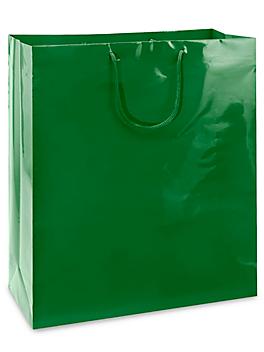 High Gloss Shopping Bags - 16 x 6 x 19 1/4", Queen, Green S-8588G