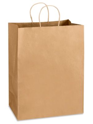 1,000 Bags 13 x 7 x 17 Custom Printed 1 Color on 1 Side Natural Kraft Paper  Shopping Bags ($.92 each) - Bag Barn, Online Services Inc.
