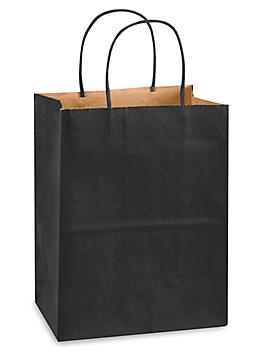 Kraft Tinted Color Shopping Bags - 8 x 4 1/2 x 10 1/4", Cub, Black S-8591BL