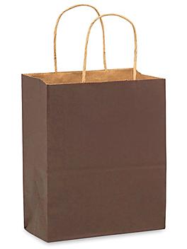 Kraft Tinted Color Shopping Bags - 8 x 4 1/2 x 10 1/4", Cub, Chocolate S-8591CHOC