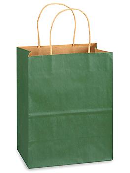 Kraft Tinted Color Shopping Bags - 8 x 4 1/2 x 10 1/4", Cub, Green S-8591G